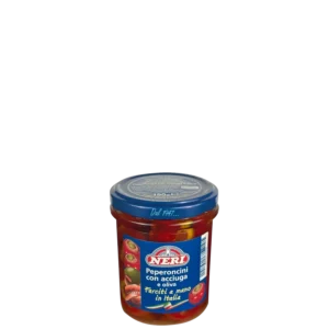 Peperoncini tondi ripieni con acciuga e oliva