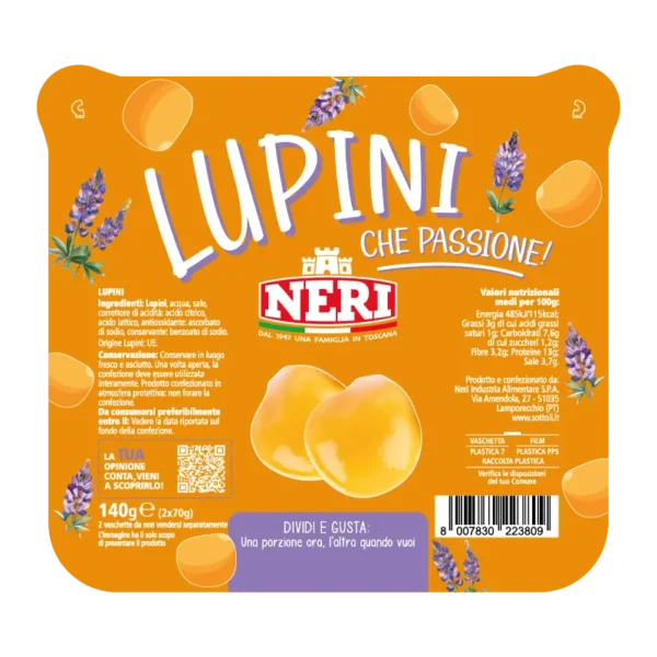 Snack di lupini in vaschetta