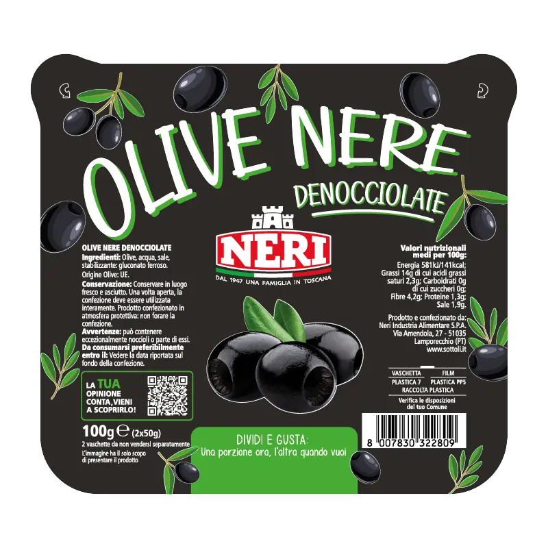 Snack di olive nere denocciolate