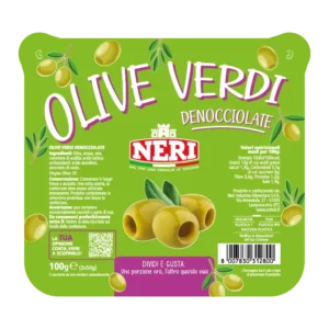 Snack di olive verdi denocciolate